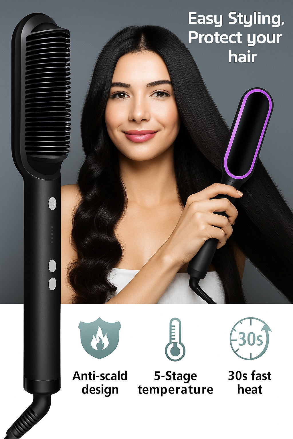 Professional Electric Hair Straightener Brush